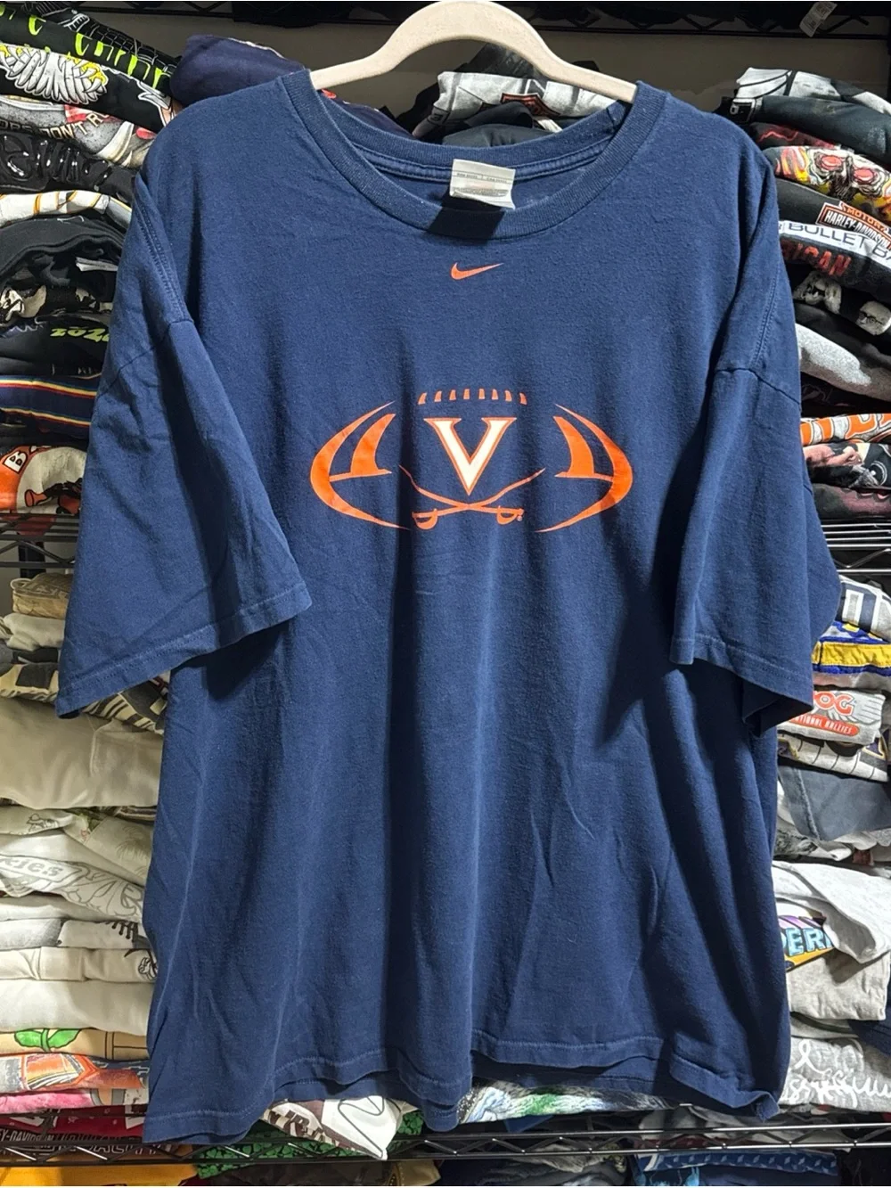 Vintage 90s Nike Virginia Tech Football Center Swoosh Shirt Size Xxl
